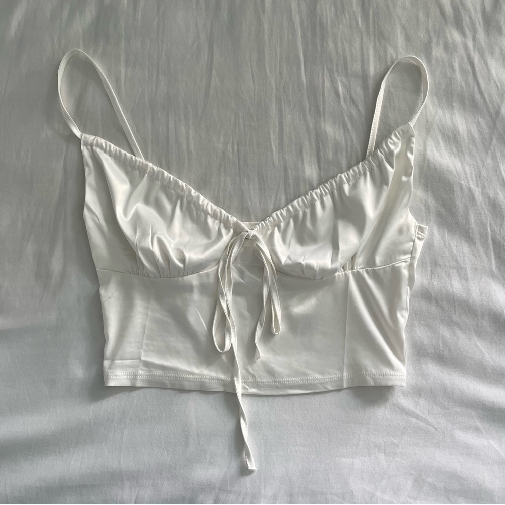 Cute bow tie white tank
